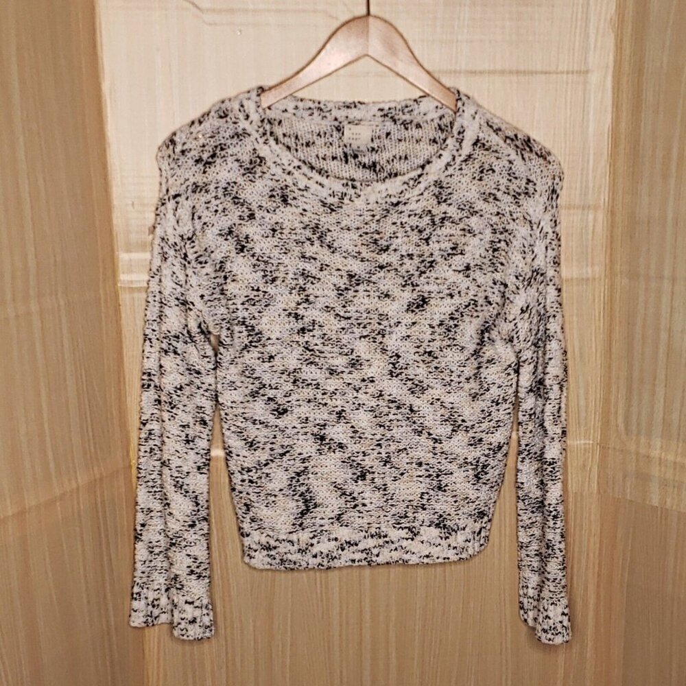 A New Day  Womens Black White Heathered Wide Cuff Sweater Medium